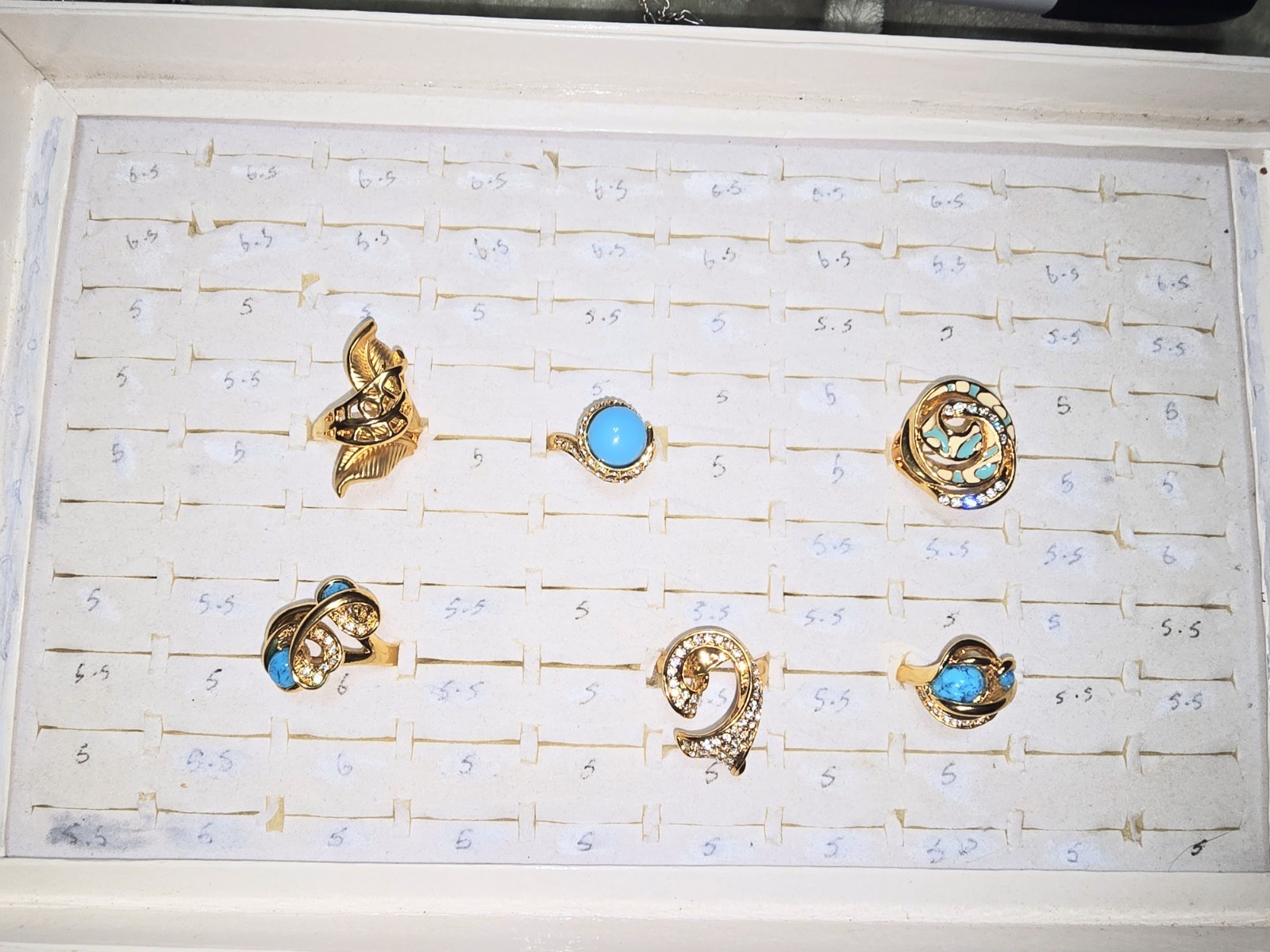 6 Piece Designer Signed Ring Lot Size 9