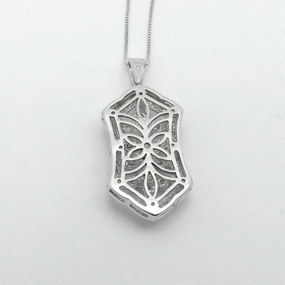 Art Deco Style Lab Created Diamond Engagement Wear 14K White Gold Finish Pendant