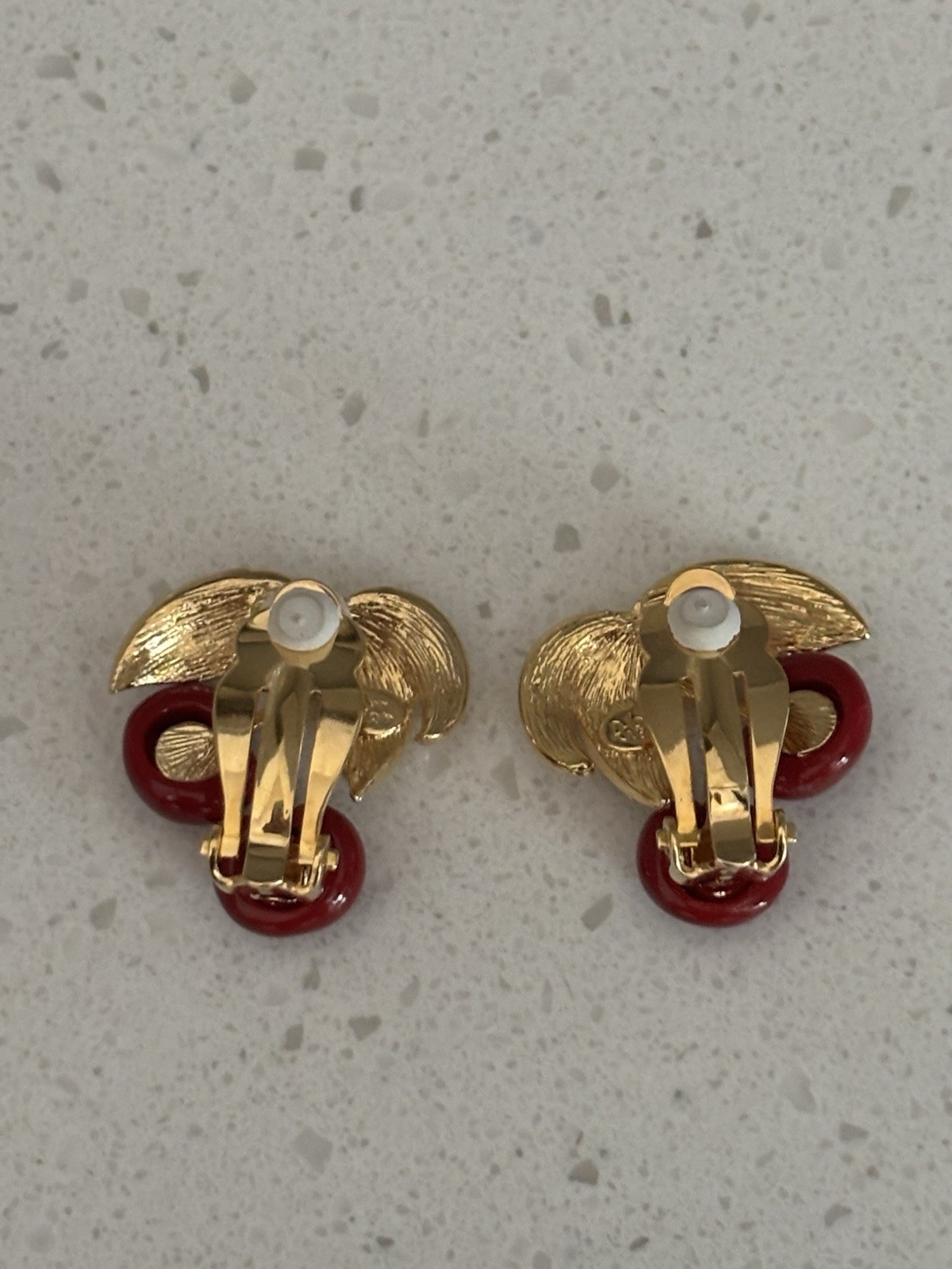 Joan Rivers Red Cherries Set Gold Tone Rhinestones Leaves Earrings