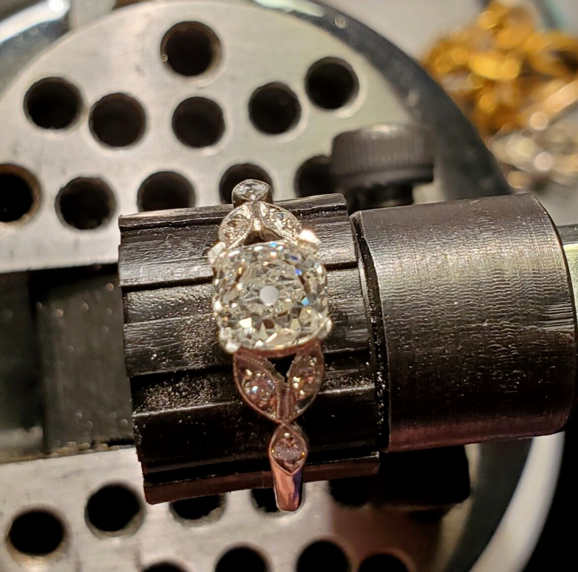 Original EARTH MINED DIAMOND Deco Engagement Ring Vintage PLATINUM Solitaire 1.3