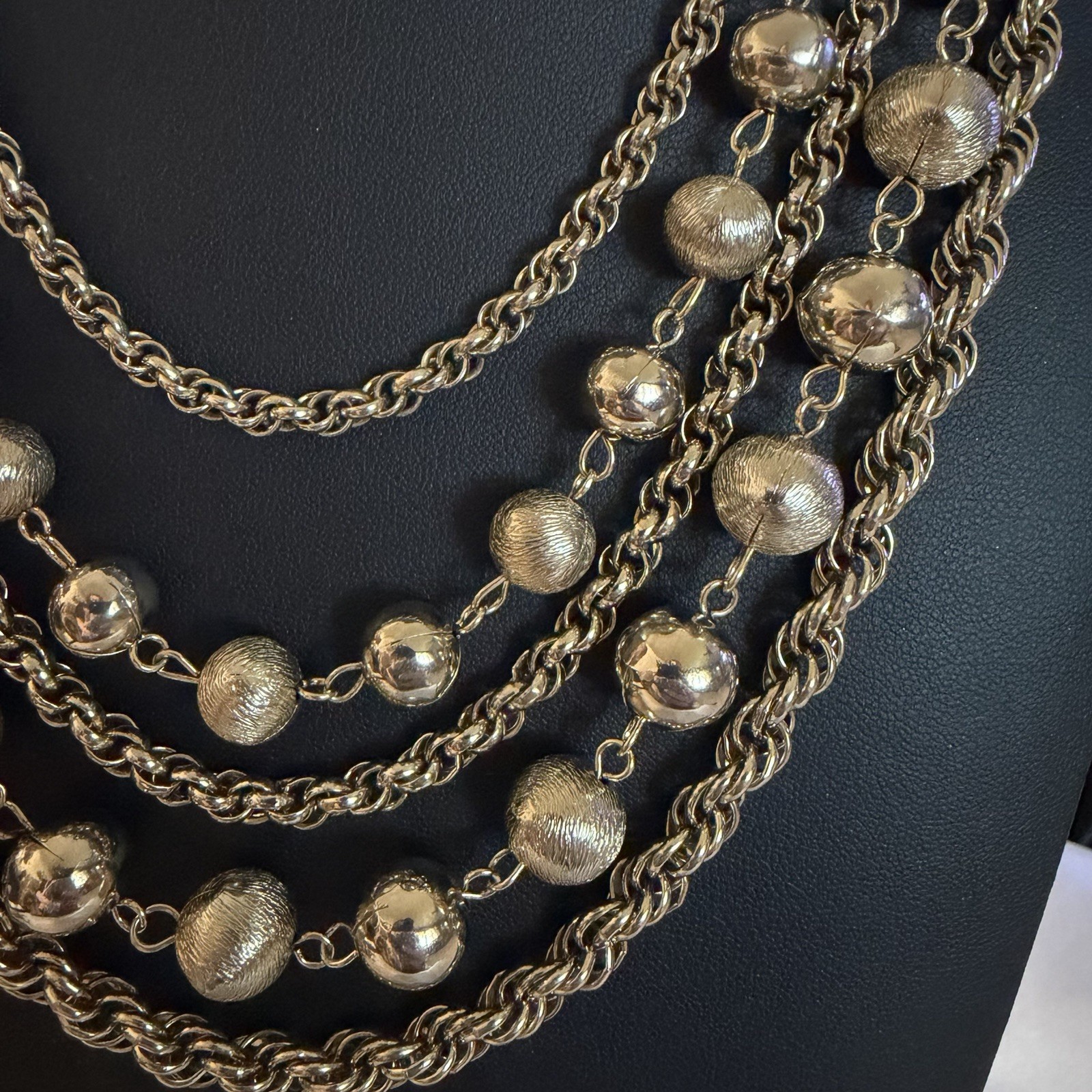 Vintage 5 Strand Kramer Necklace Multi-strand Layered Bib 17”