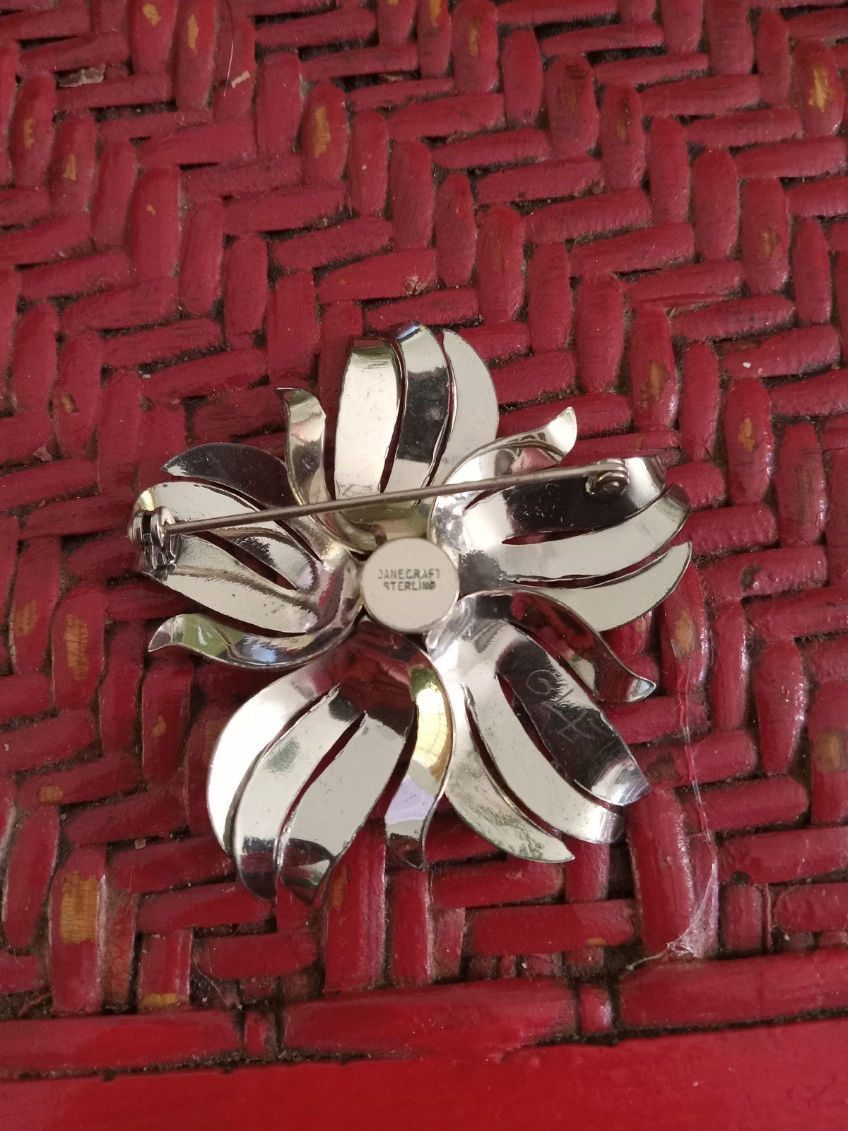 Vintage DANECRAFT 925 Sterling Silver Flower Brooch