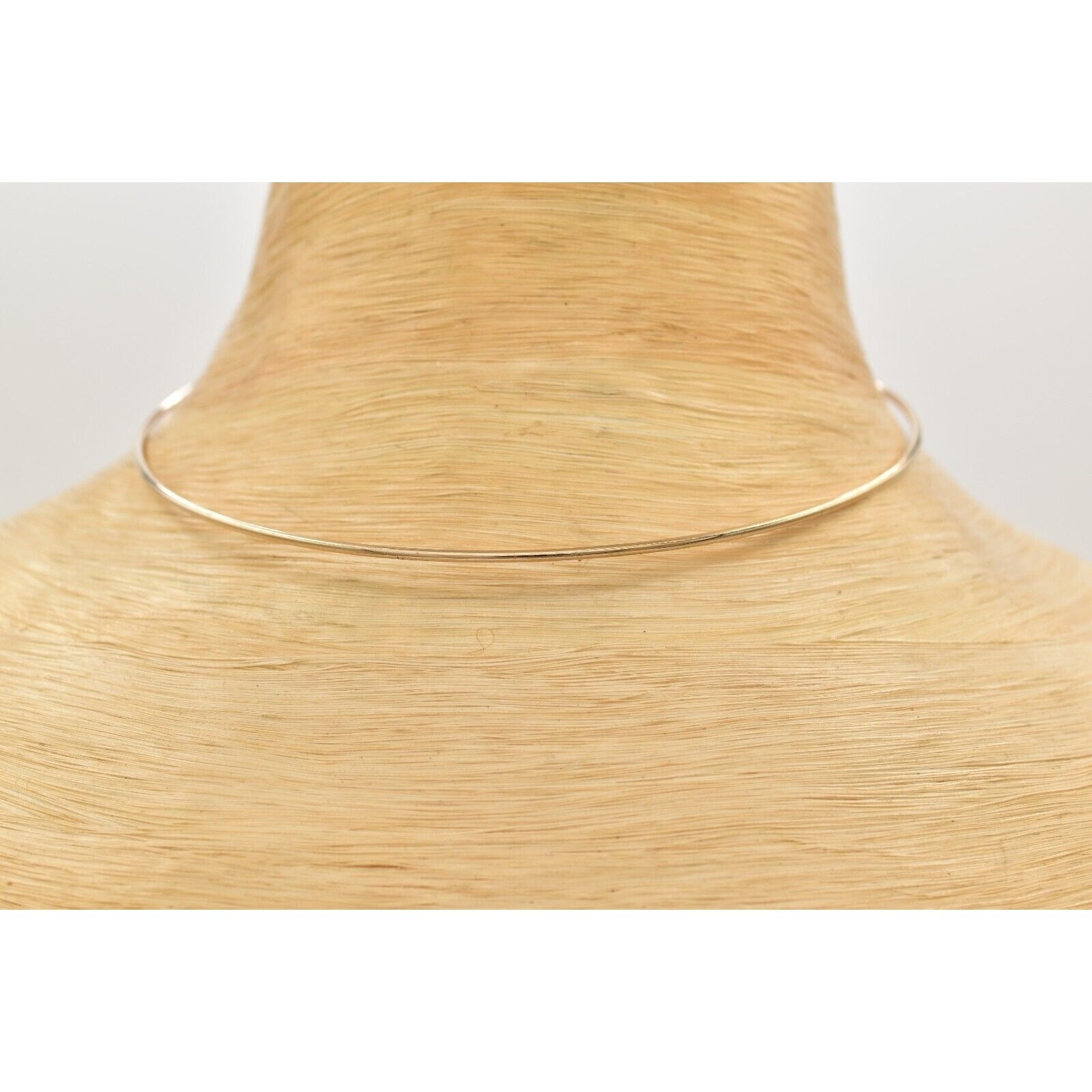 Vintage Choker Necklace Simple Wire Collar Shiny Gold Metal Round NOS 1980s W1