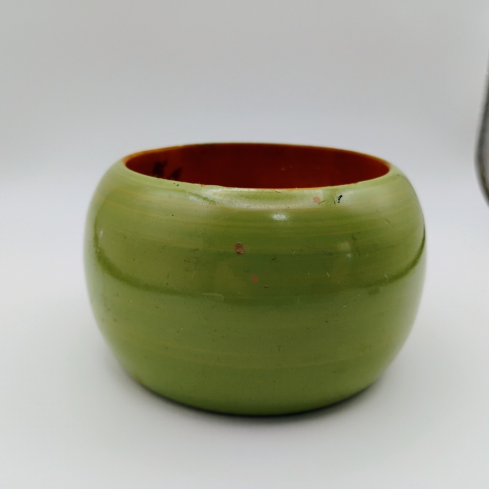 Vintage Boho Chunky Wood Bracelet Wide Green Made In India Bangle