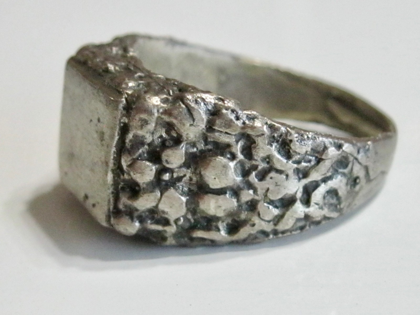 ARTS AND & CRAFTS STERLING SILVER SIGNET INITIAL MONOGRAM BLANK MENS MANS RING