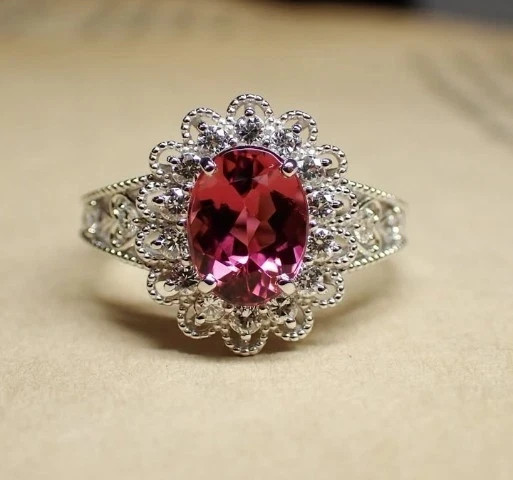 2.5Ct Art Deco Style Lab Created Diamond Ruby Engagement 14K White Gold FN Ring