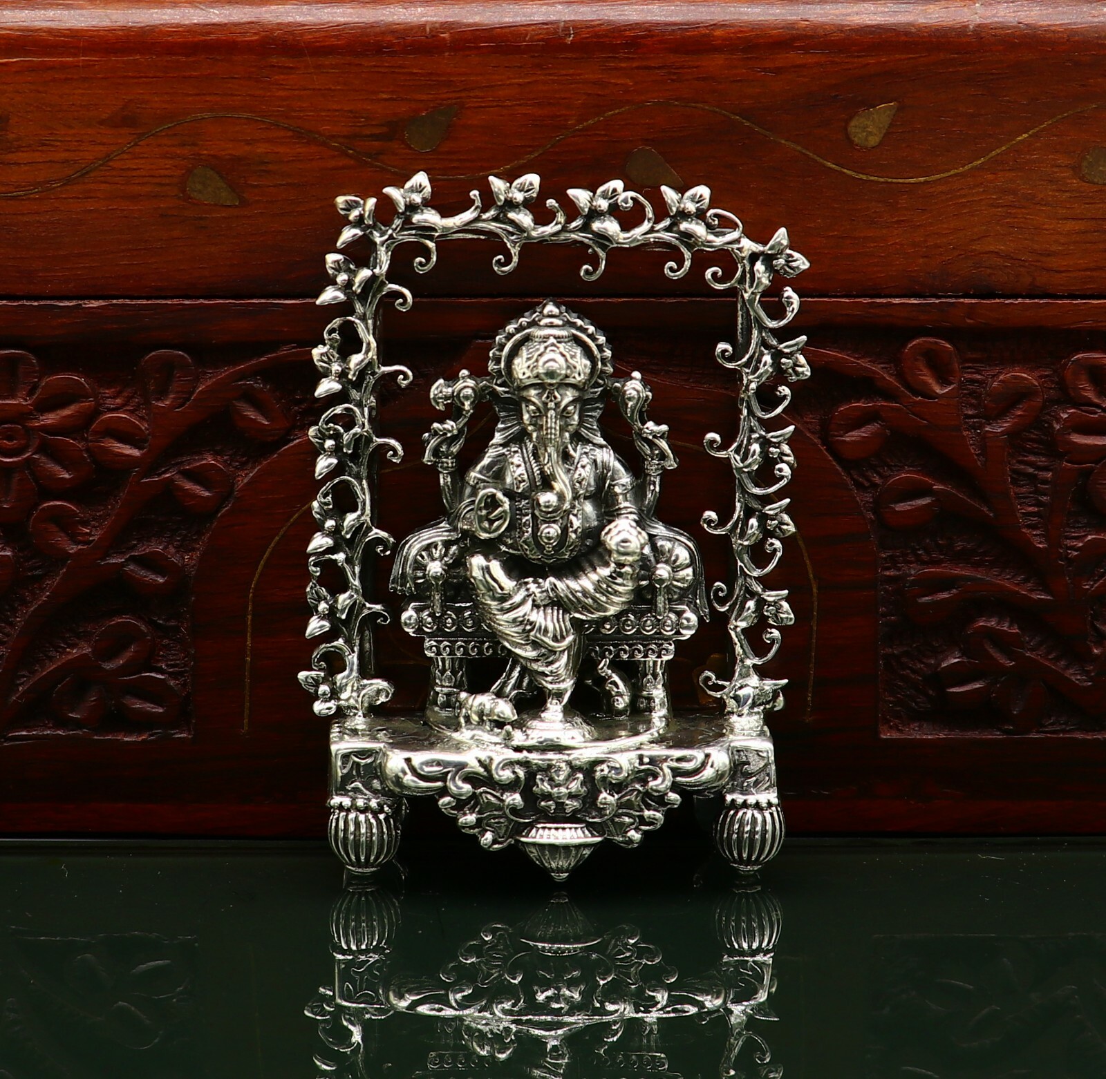 925 pure silver God Ganesha statue, figurine, puja article home temple art04