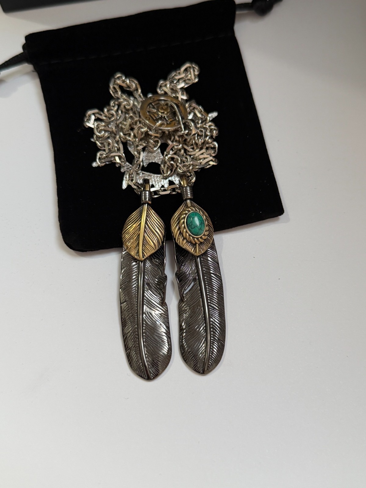 𝐆𝐎𝐑𝐎’𝐒 Vintage Feather Pendant Necklace