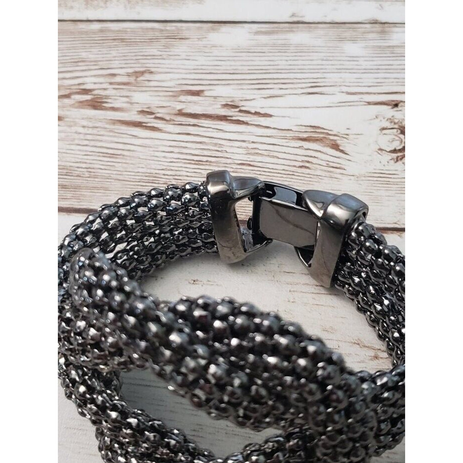 Vintage Bracelet / Bangle Dark Grey Knot Design Statement Chunky Bracelet