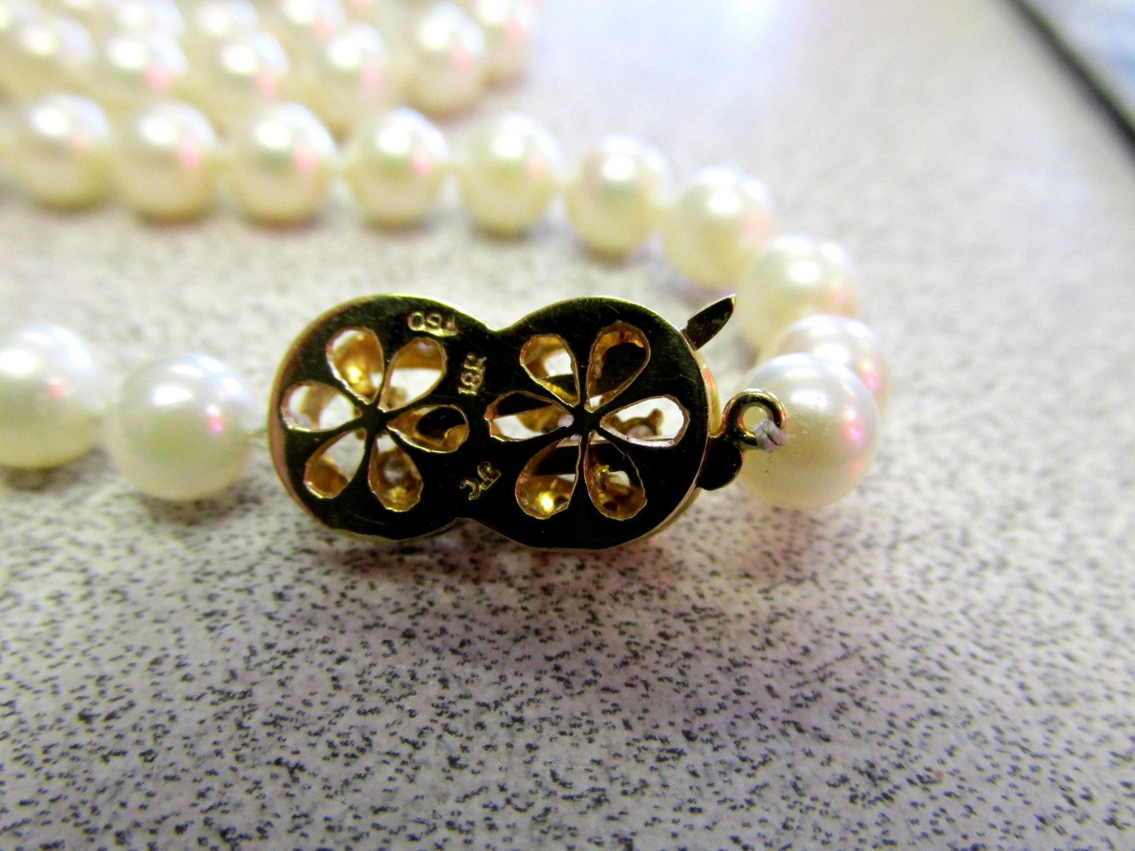 Nice 34 inch 6 to 6.4 mm High Quality Pearl Necklace 18k Clasp Make Offer