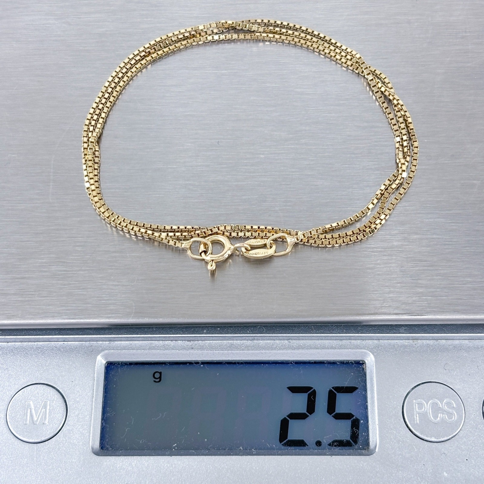 Vintage Italy Danecraft Gold-Tone Sterling Silver 925 Box Chain Necklace 18″