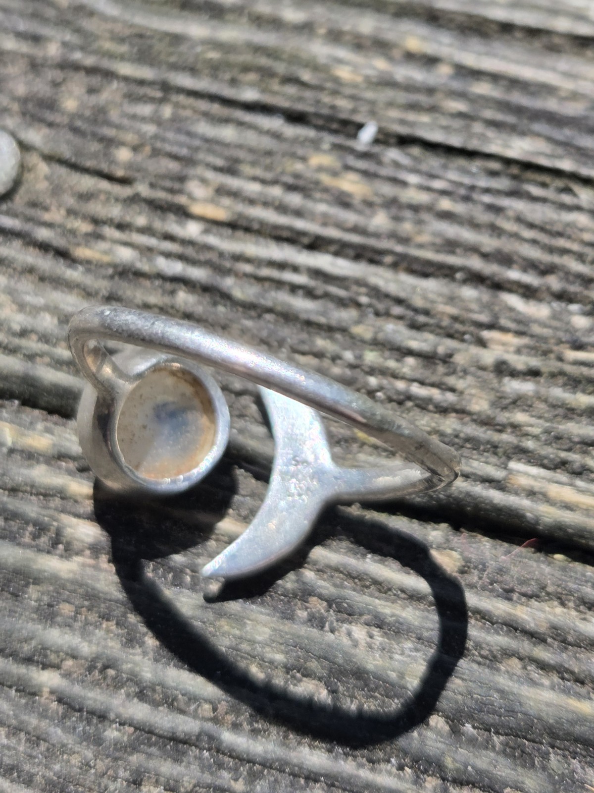 Vintage Moonstone Moon Bypass Ring Sterling Silver 925 Size 9.5 Celestial