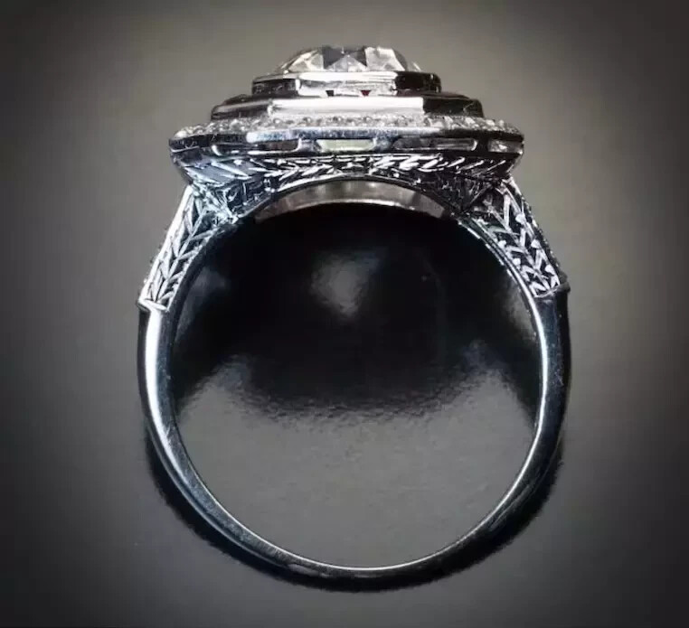 3.25Ct Art Deco Style Lab Created Diamond Halo Engagement 14k White Gold FN Ring