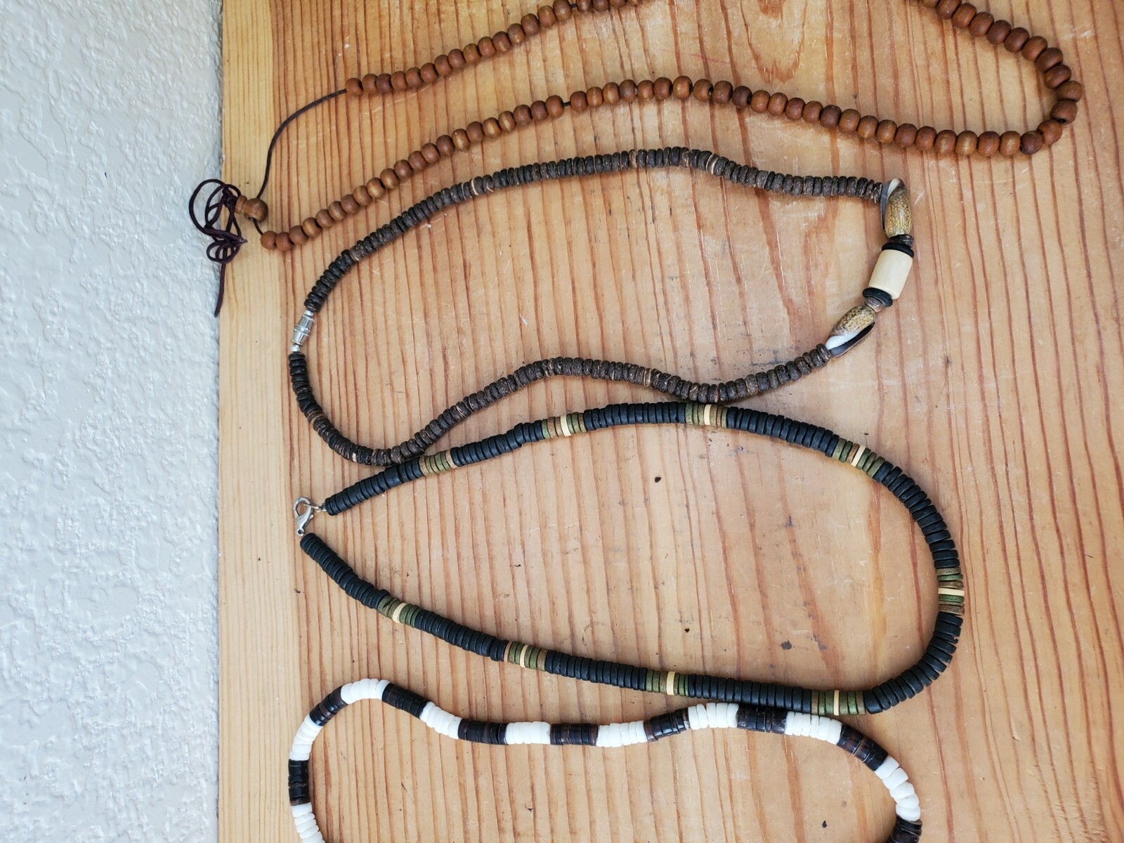 5x Ethnic African Natural Materials Necklaces Wood Glass Shell Prayer Seed Beads