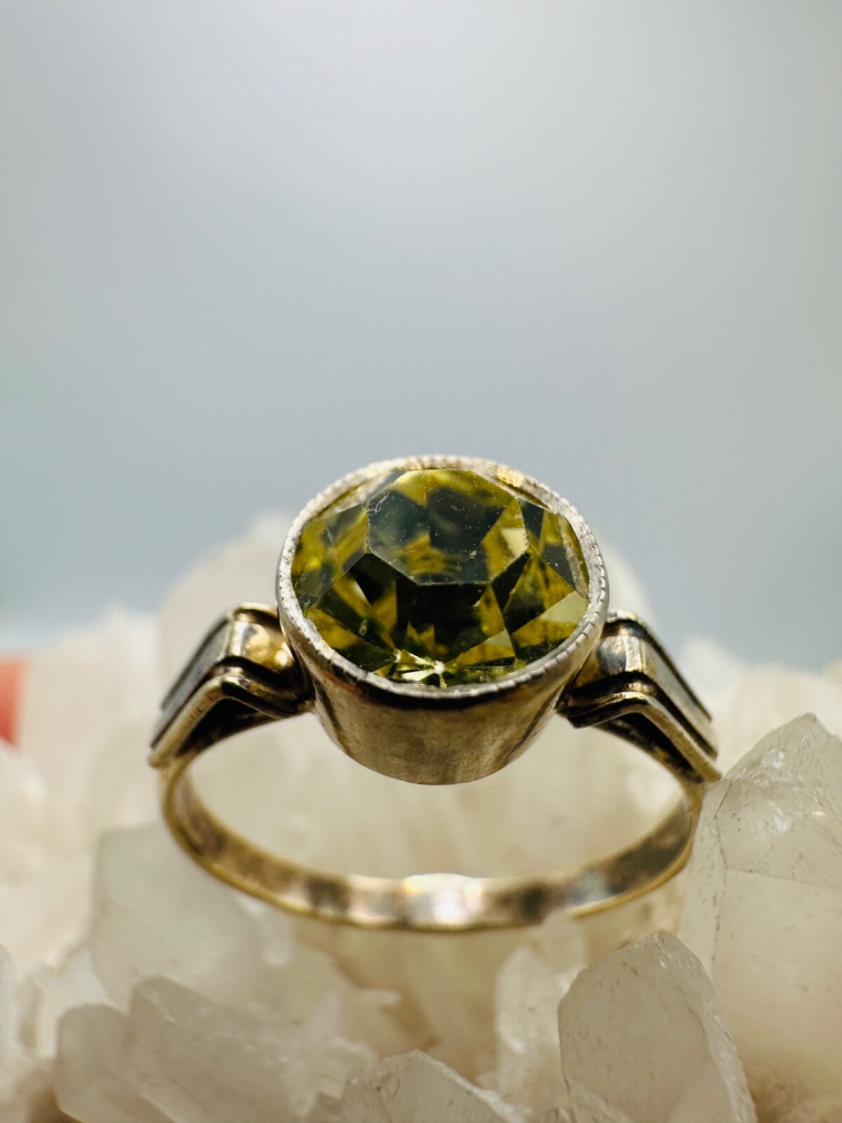 Vintage Gilt Silver Engagement Ring 875 soviet Women’s Jewelry
