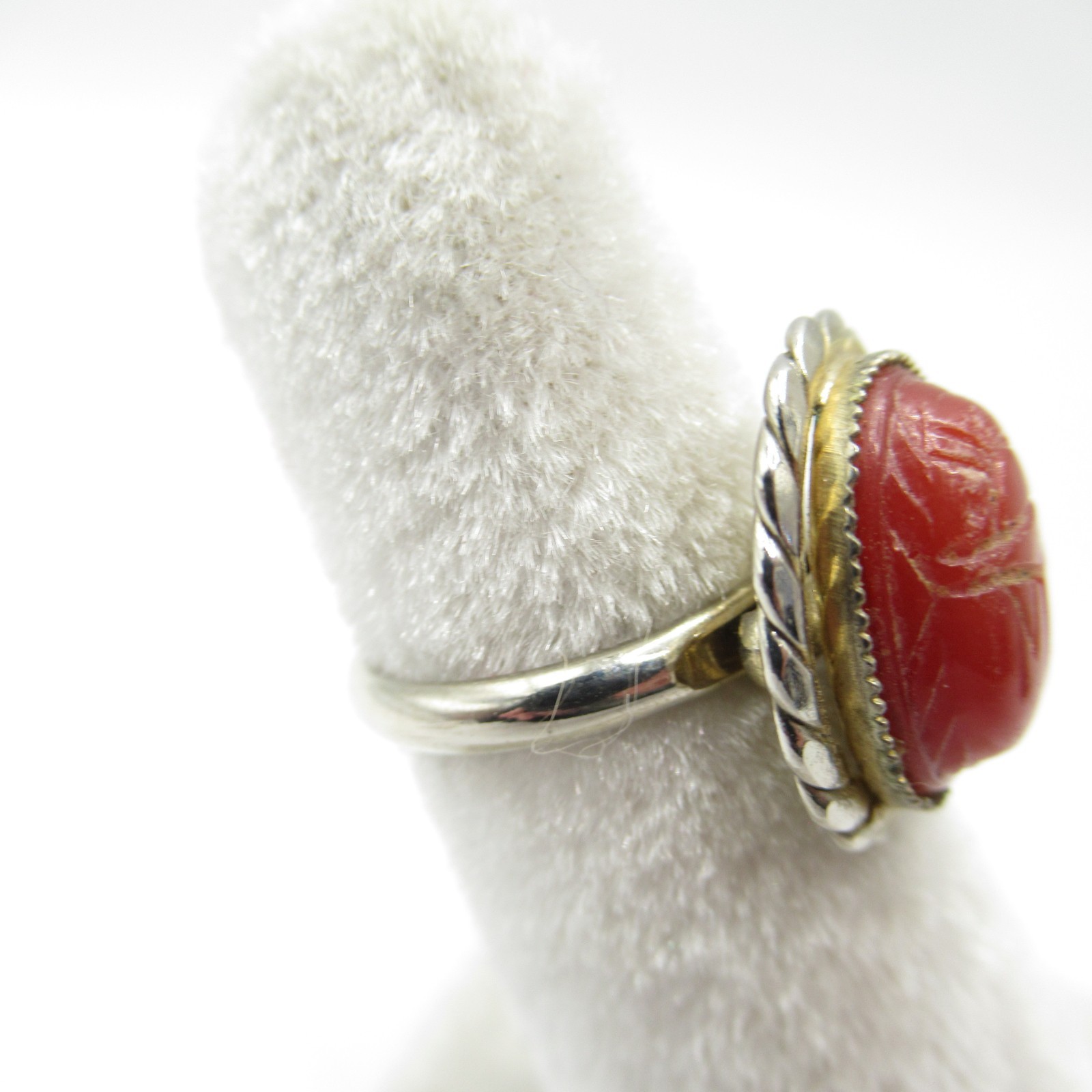 Vintage Red Scarab Ring Size 6.75 Adjustable