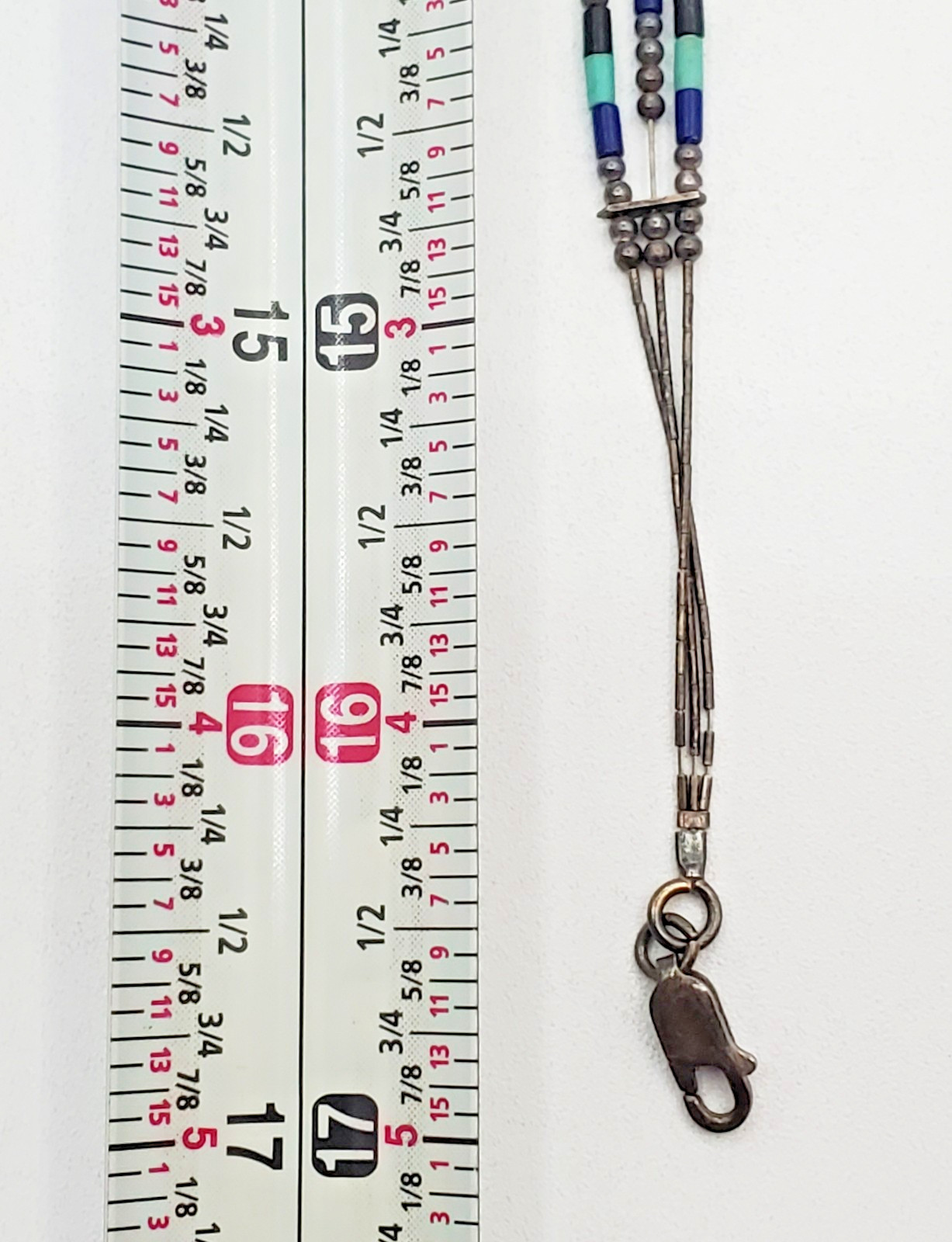 VTG 925 Southwestern Choker 17in Necklace Sterling Silver 6gtw Adjustable Length
