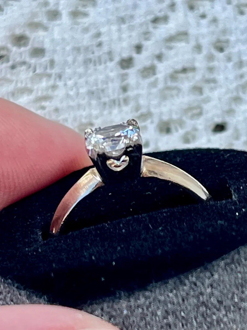 VINTAGE Art Deco Engagement Ring 10K Gold Filled Spinel Solitaire SIGNED – 4.75