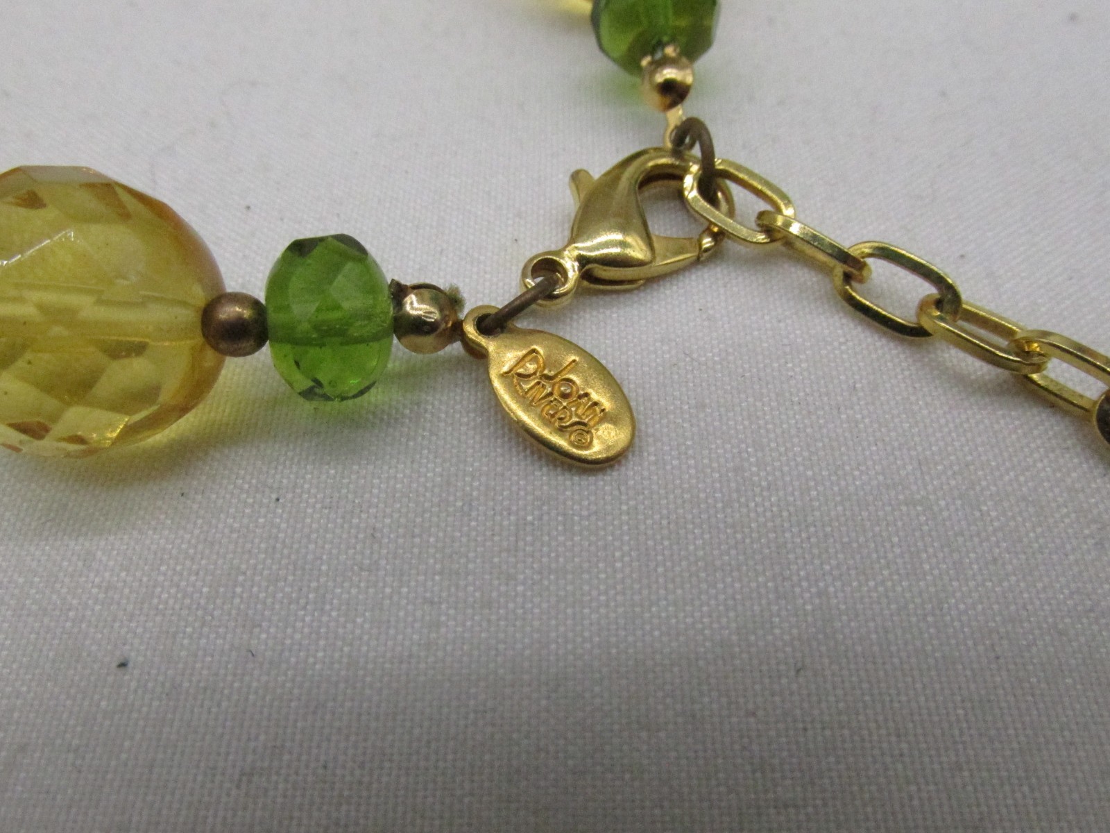 Joan Rivers Czech Republic Yellow & Green Faceted Beaded Necklace 36-39″