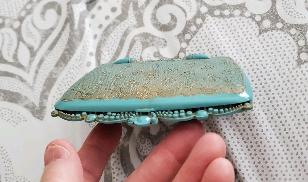 Scarce Vintage Kreisler “Golden Fantasy” Turquoise Ornate Jewelry Box