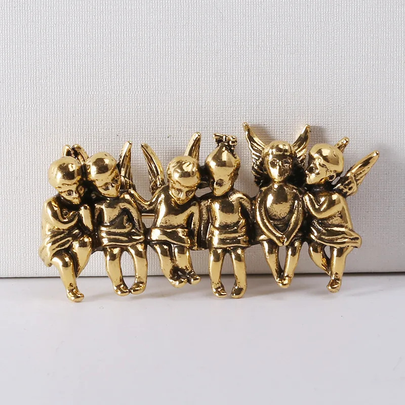Vintage Angel Shape Brooch Women Jewelry Matte Metal Pin Coat Collar Accessories