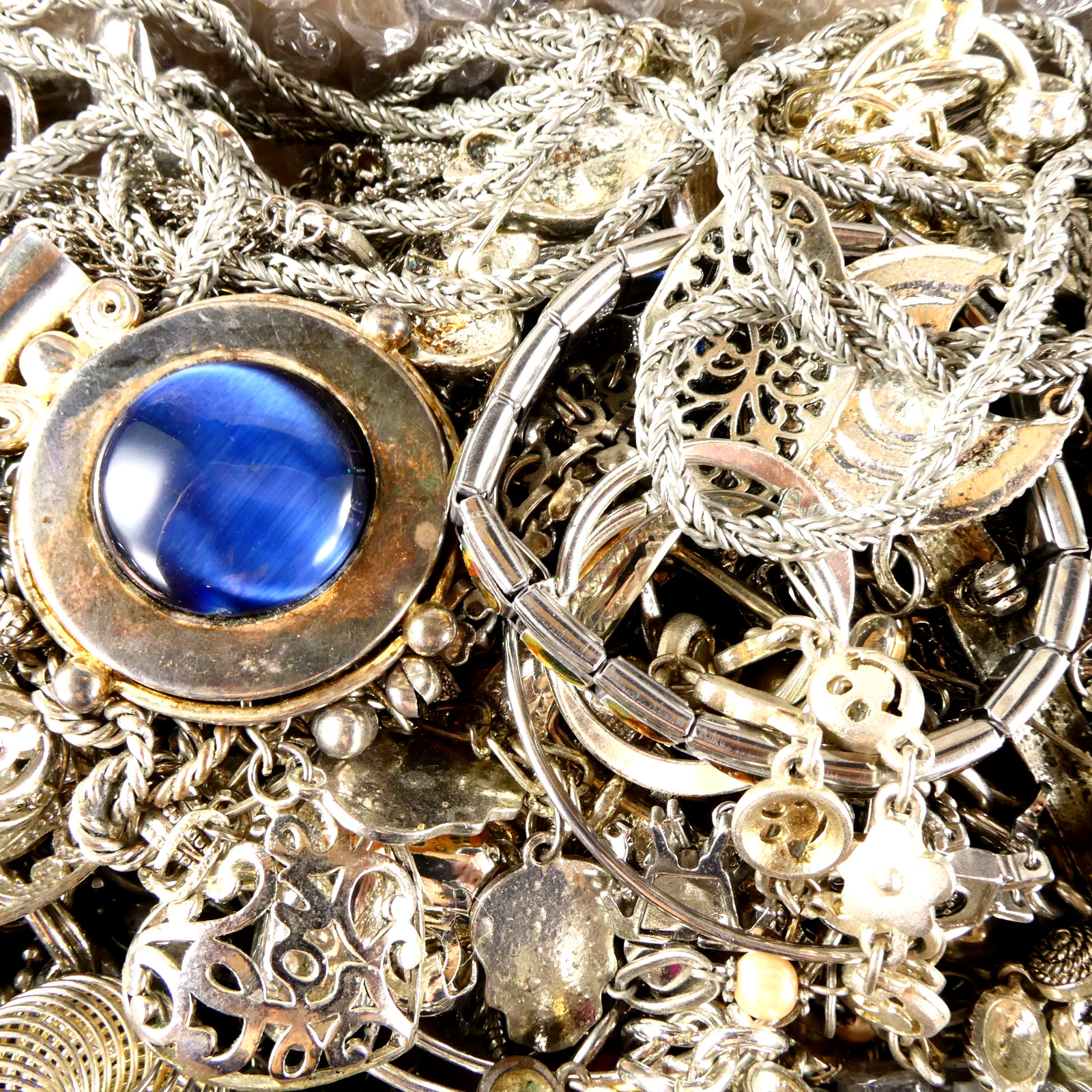 Vintage To Now ALL SILVER TONE Craft/Junk Jewelry Lot 3.1 B Redesign DIY Create