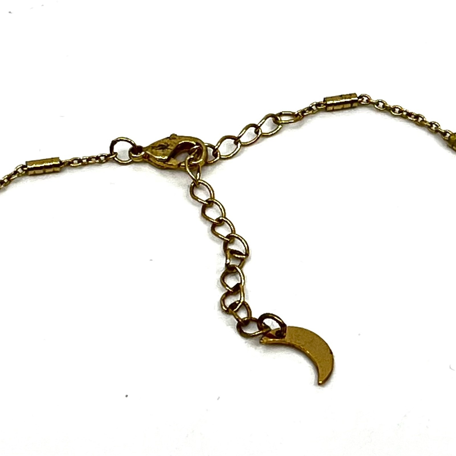 Vintage Gold Tone Celestial Crescent Moon Star Medallion Pendant Necklace Y2K