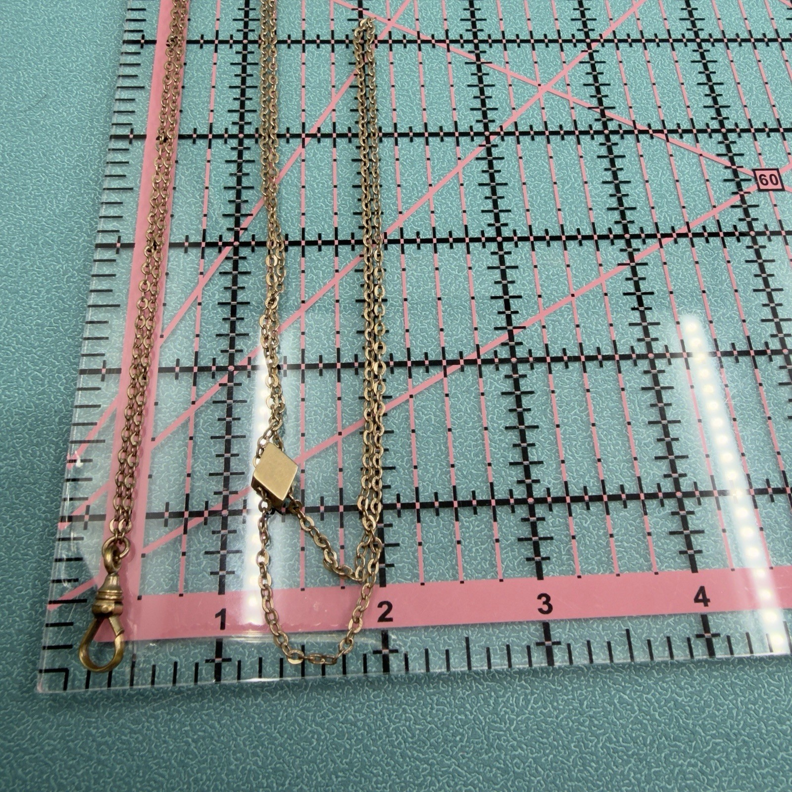 Victorian Antique 10K SOLID GOLD Pearl Turquoise SLIDE 48 GF Watch Chain D&C Fob