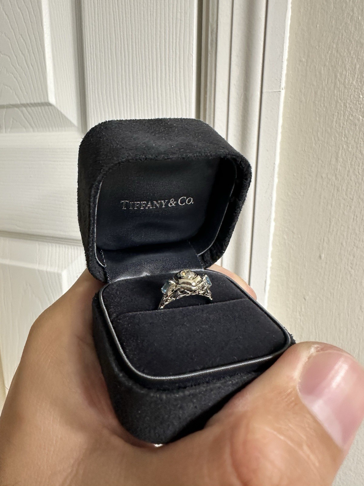 Antique 14-18K White Gold Rose Diamond Filigree Engagement Ring Edwardian? Deco?