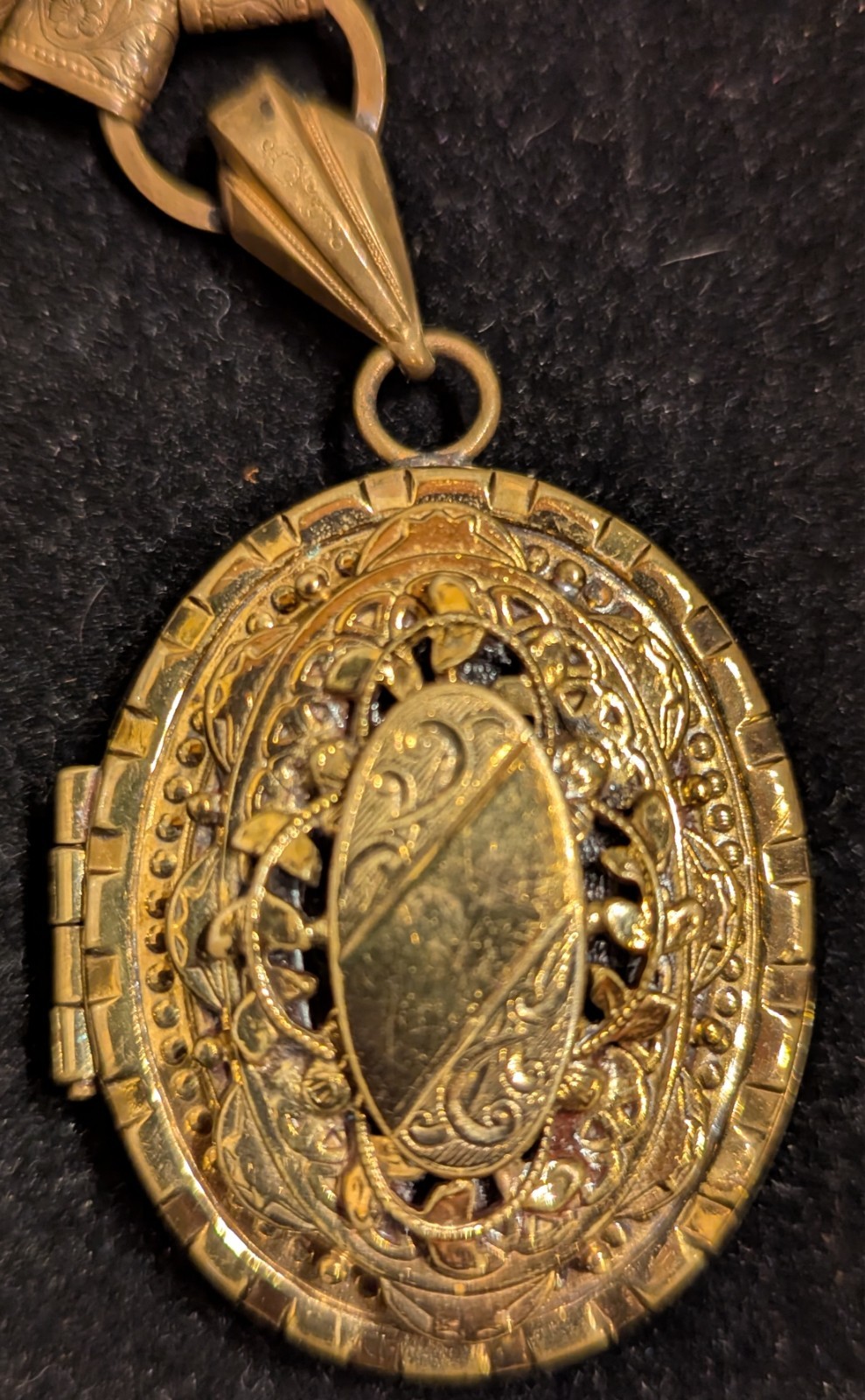Antique Gold Filled Locket on Book Chain Fancy Layered very Ornate