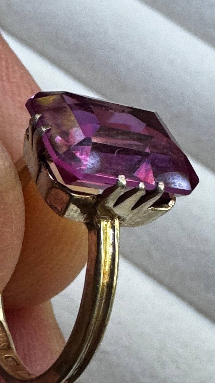 Vintage USSR Soviet 875 Sterling Silver Ring with Sapphire for Women 5.5