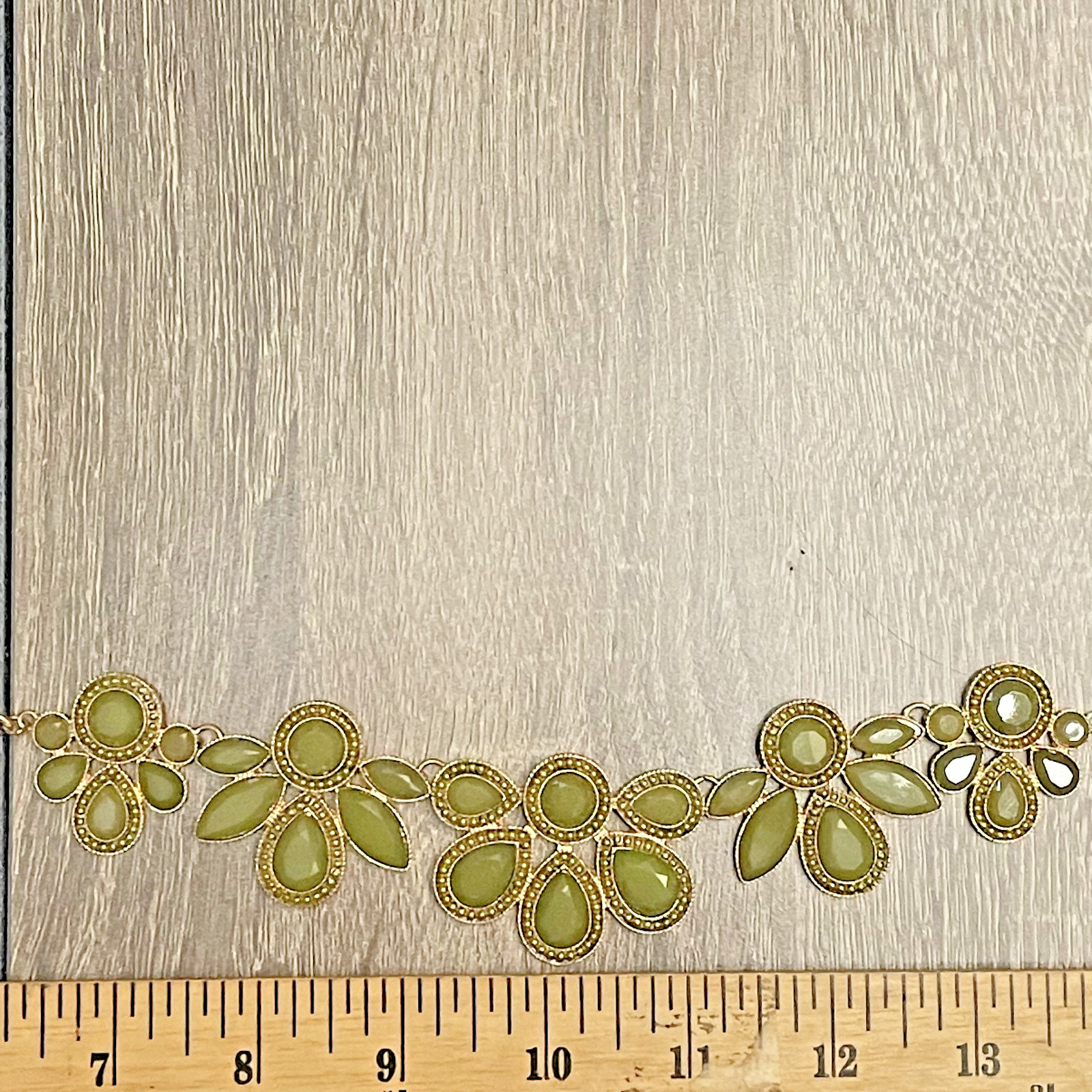 Unbranded Gold Tone Statement Necklace & Earrings Set with Olive Green Stones