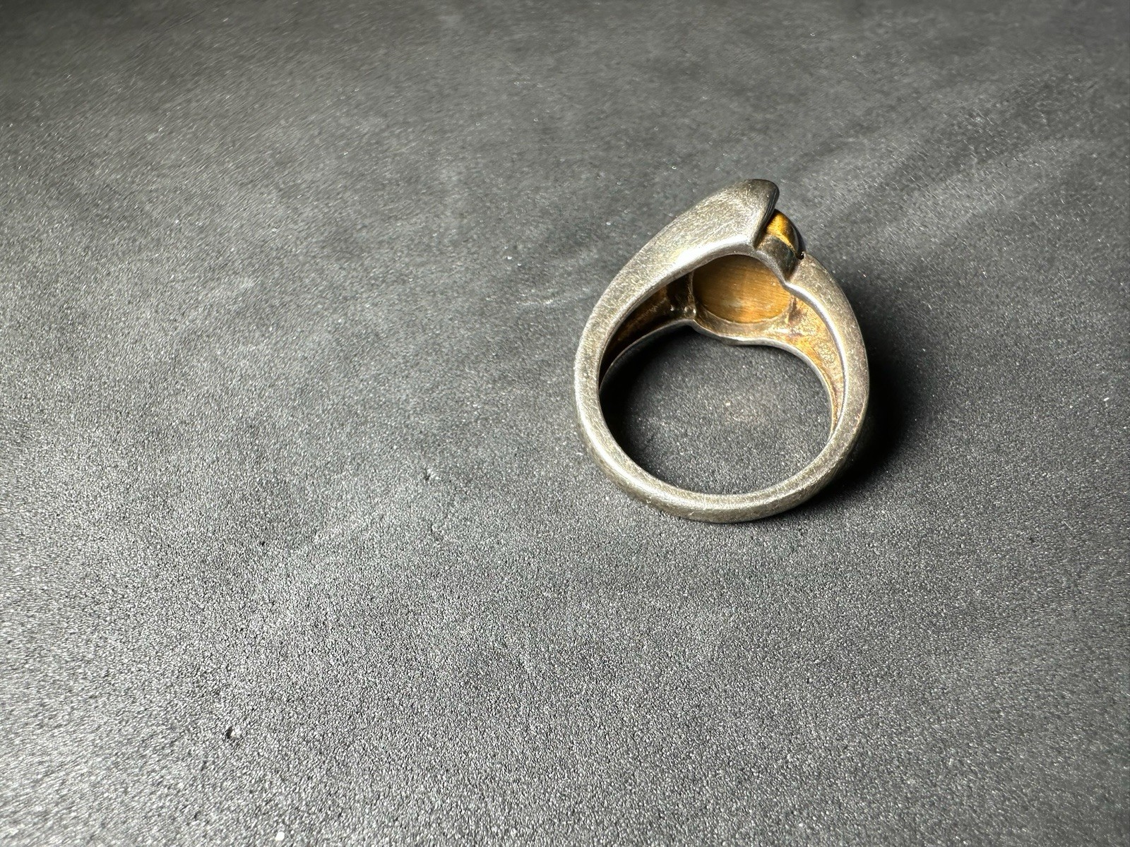 4.83g Vintage Sterling Silver 925 Ring Oval Golden Brown Statement M Size 6