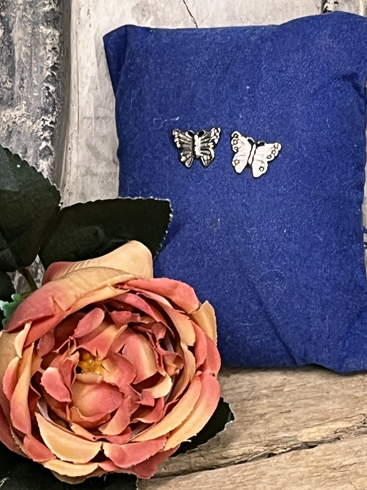 Cute ,Vintage Silver Tone Molded Butterfly Earrings -Adults, Teens, Kids-Fashion