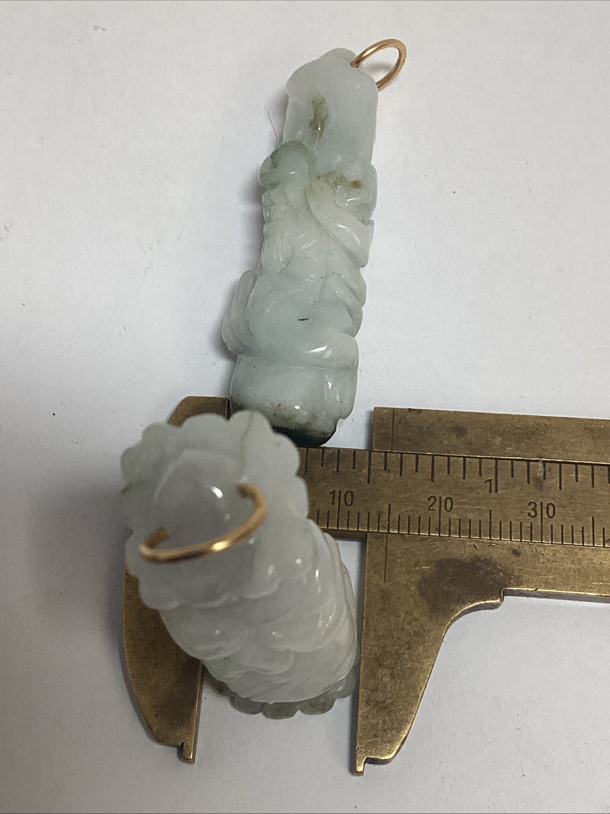 2 Vintage Carved Jades Dragons Pendants 50mm #88