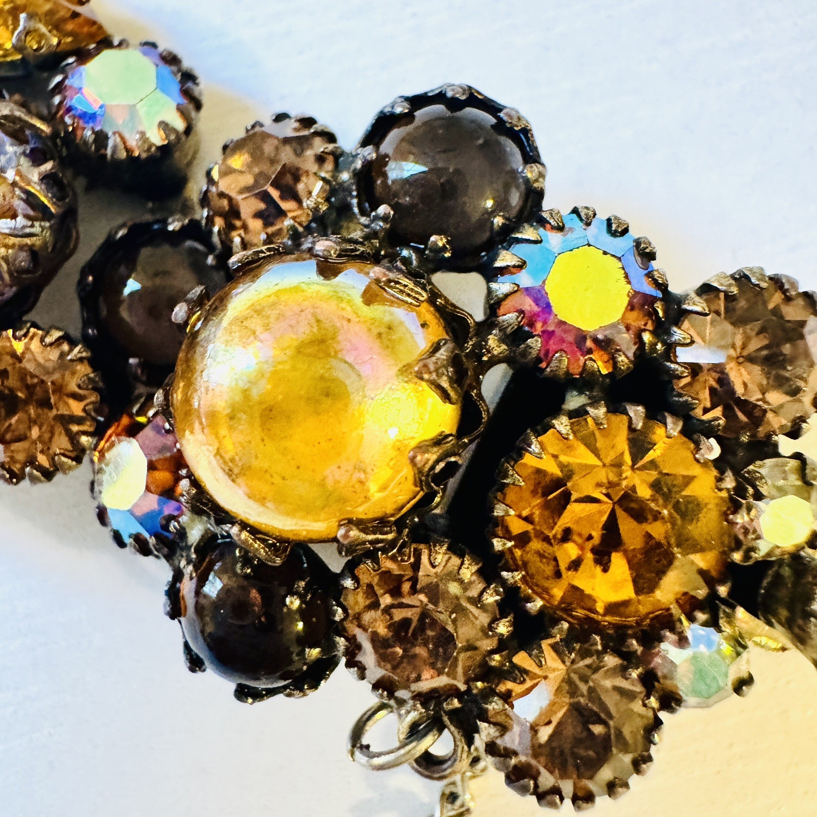 50’S KRAMER Root-beer-glass cabochon Jelly belly Dragons Breath Opal Bracelet