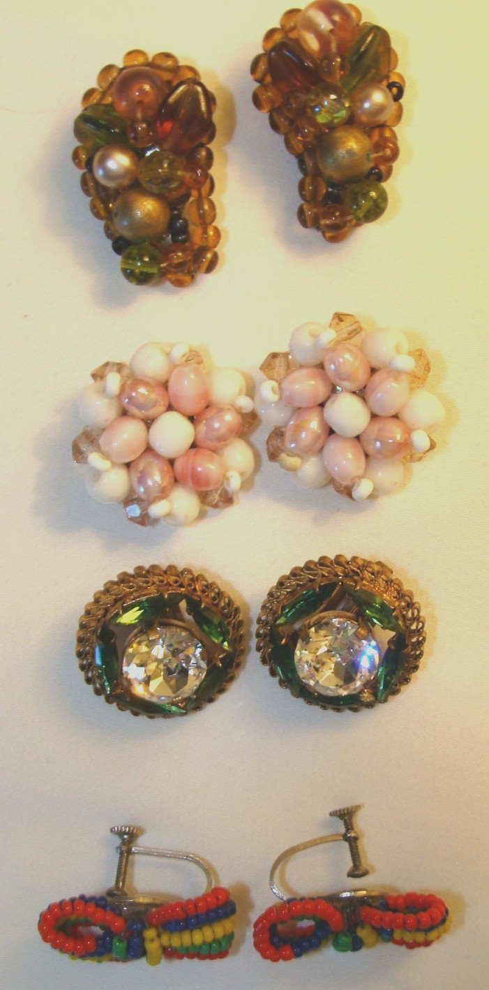 10 Pairs Vintage Earrings Austria W. Germany Czech Japan Hong Kong