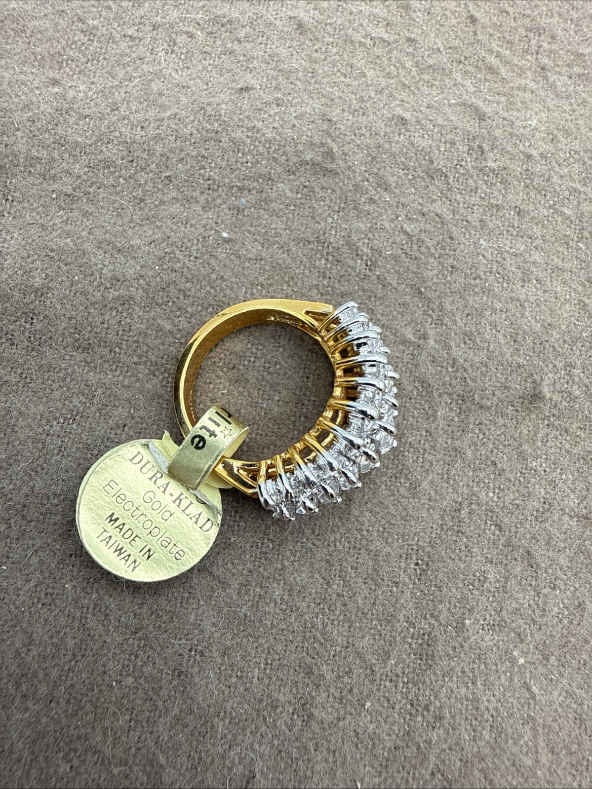 Vintage Statement Cocktail Ring Lot – Clear Stones Gold tone Sizes 5.5 – 6.5