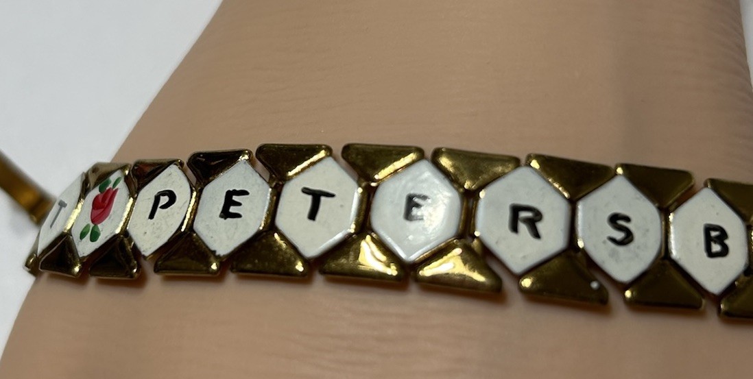 Vintage St Petersburg Florida Bracelet Souvenir Tourist Enamel Brass Plated
