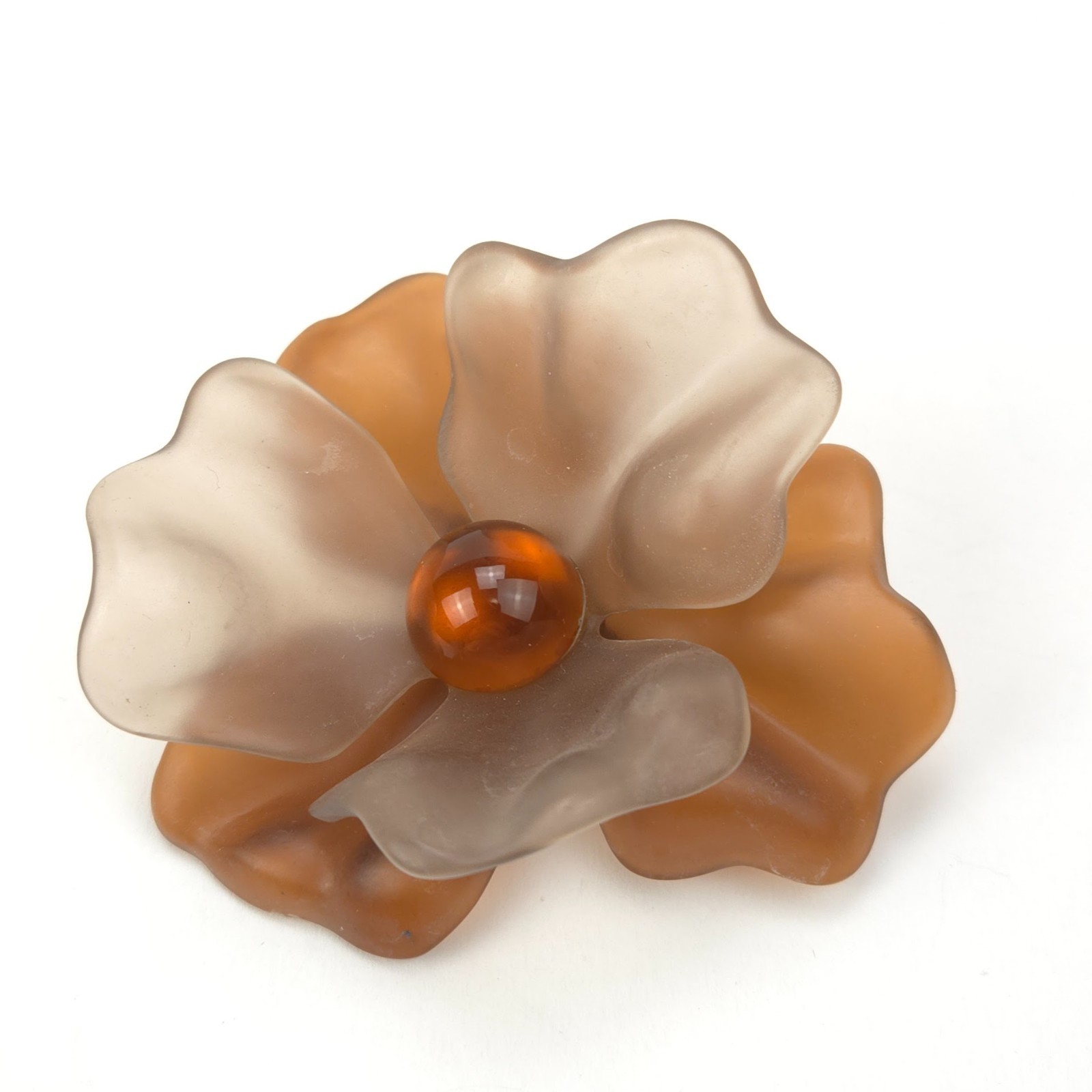 Huge Vintage Brushed Molded Resin Celluloid Acetate Acrylic Flower Brooch Pin 3″