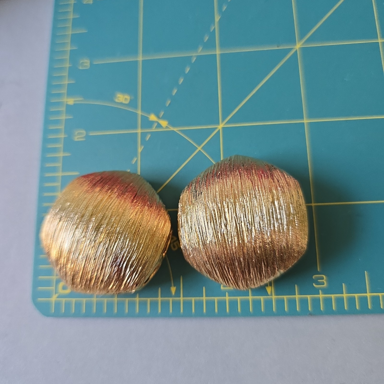 Vintage 80s Gold Tone Textured Large Earrings Clip On