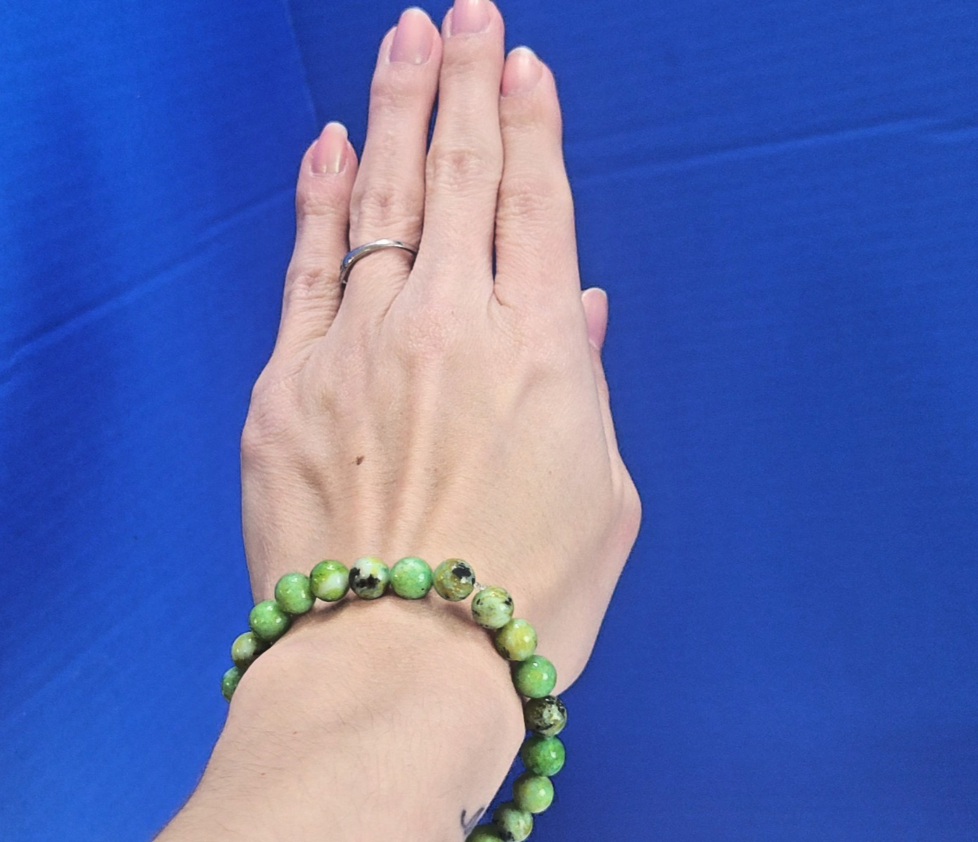Vintage Natural Chrysoprase Green Beaded Bracelet for Happiness