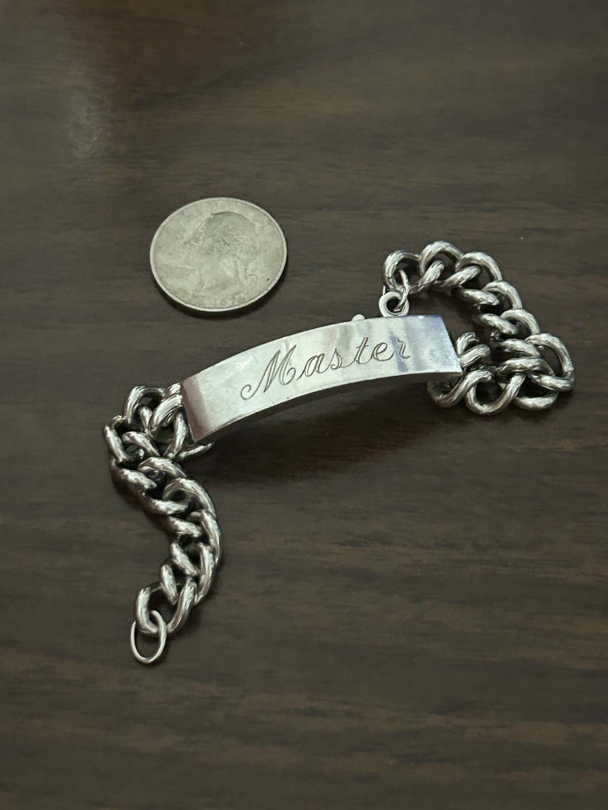 Overmarked Sterling Silver “Master” 8 Inch Military ID Bracelet 43g Please Read