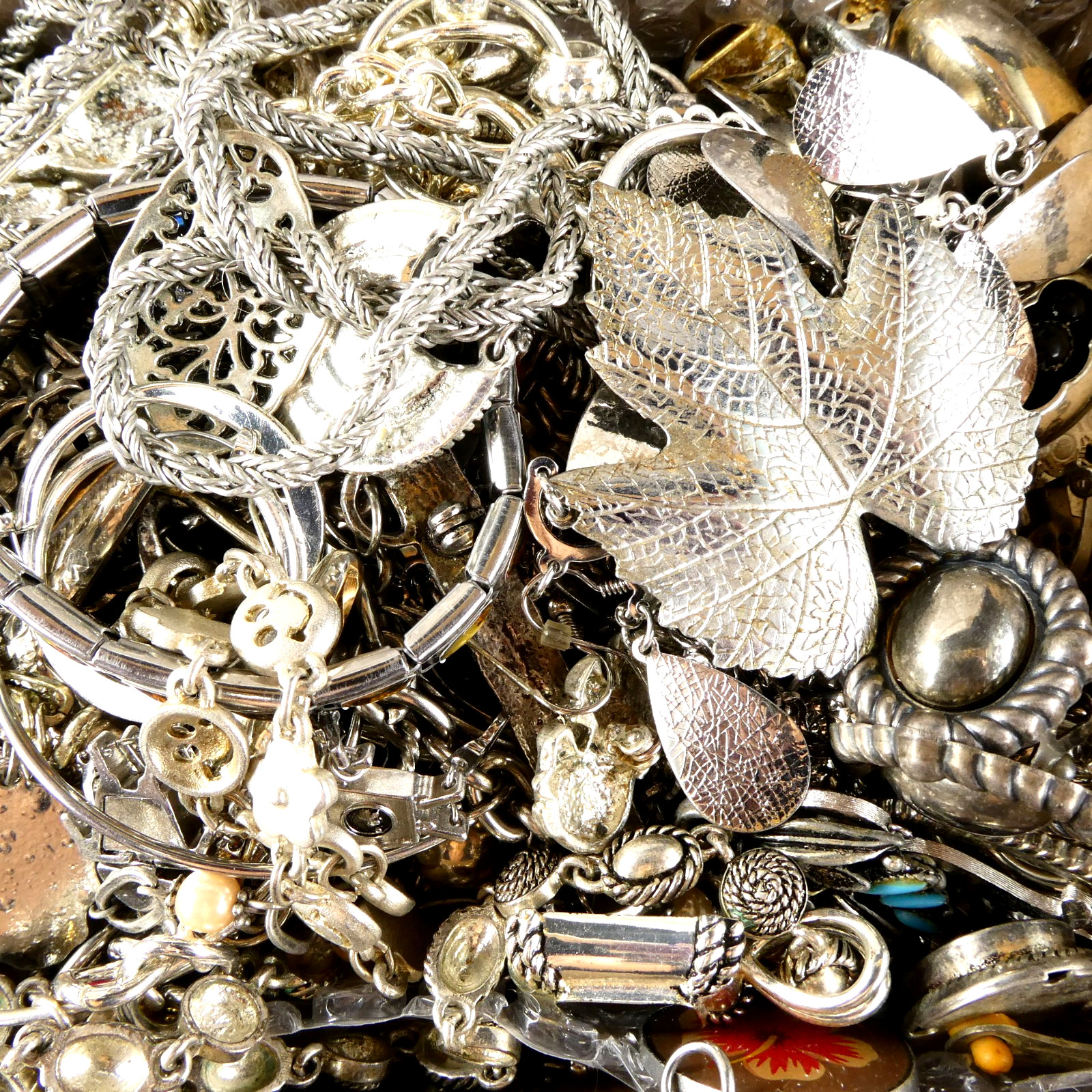 Vintage To Now ALL SILVER TONE Craft/Junk Jewelry Lot 3.1 B Redesign DIY Create