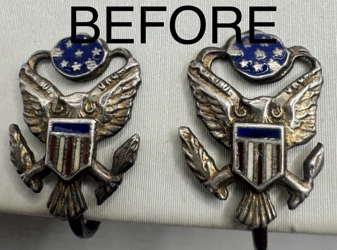 Vintage Sterling Silver 925 USA army/ Military Screw Back Earrings. 2.79g