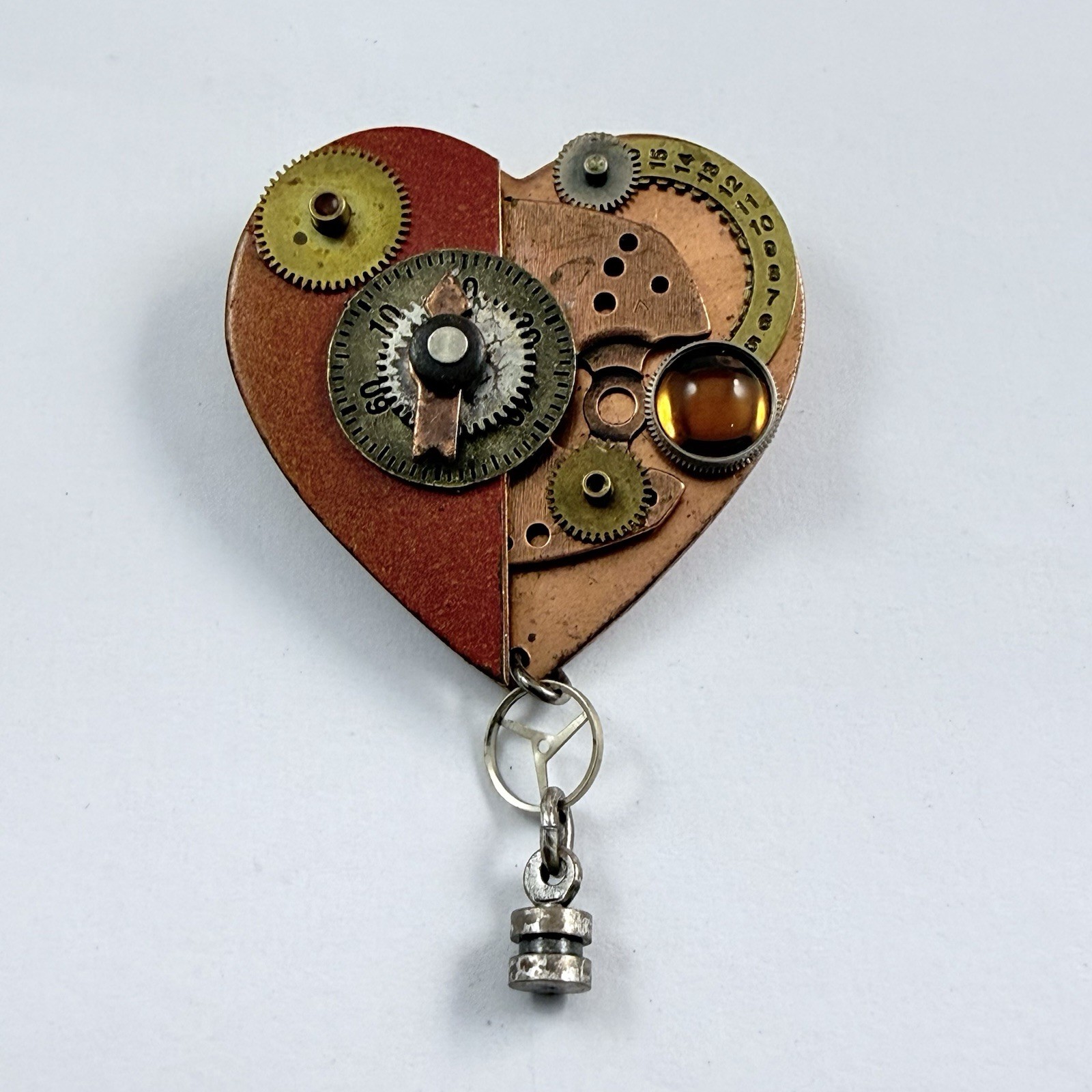 Vintage Steampunk Heart Pieces Parts Handcrafted Brooch Love Romance