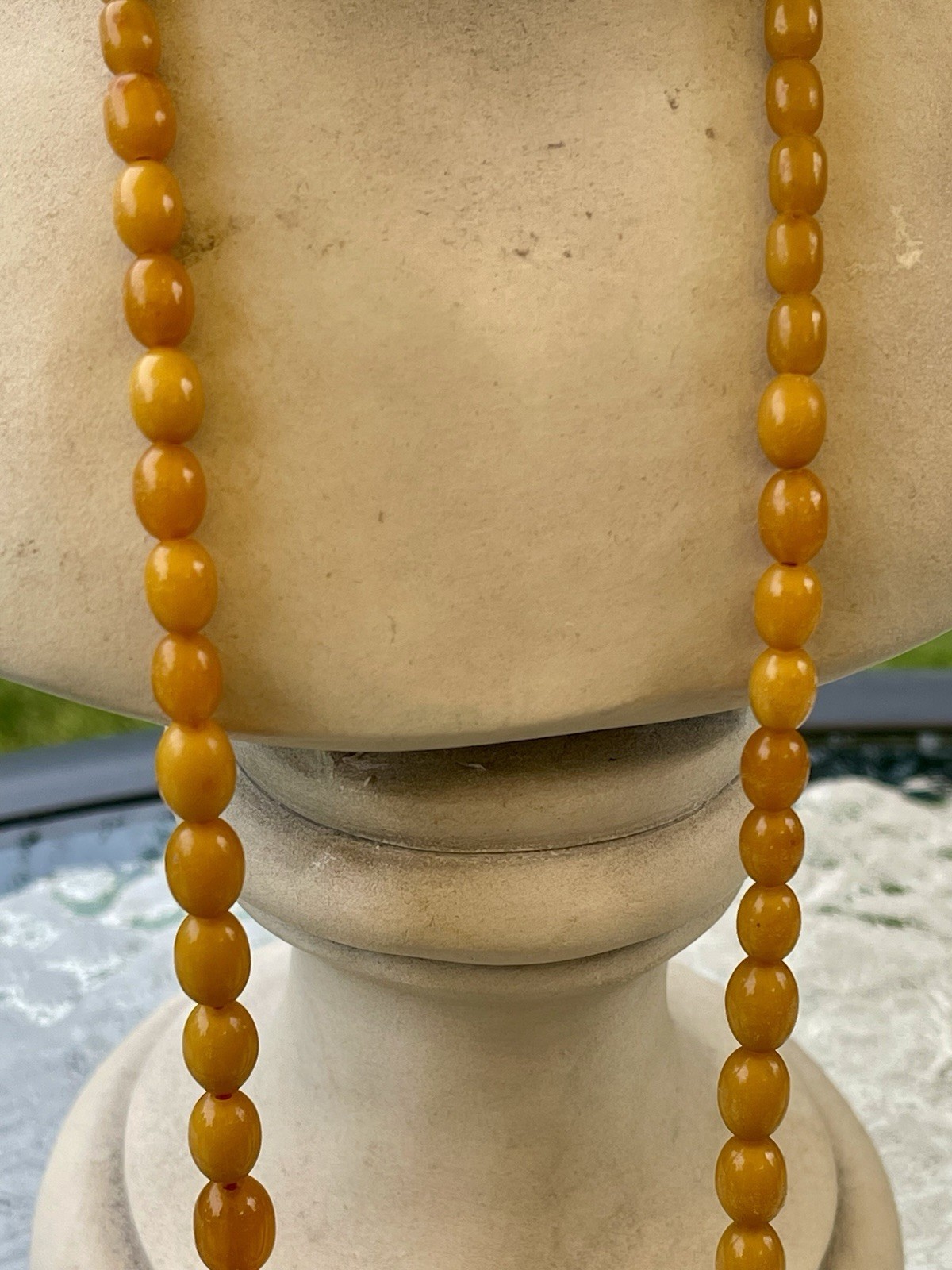 Vintage Estate Butterscotch Egg Yolk Bakelite Beaded Necklace 38”