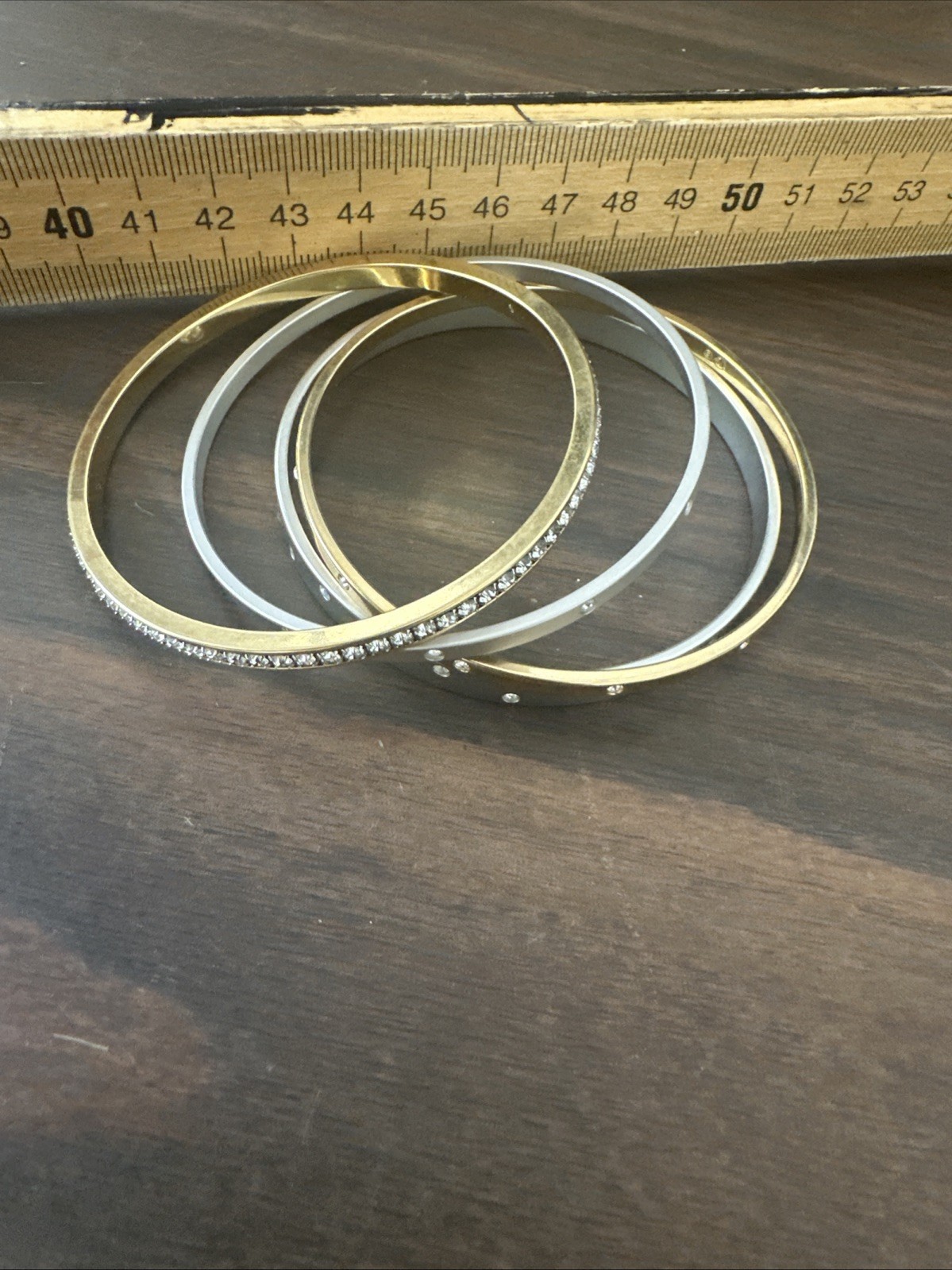 Swarovski Diamond Bangles Gold/sliver cubic zirconia Set of 4 All Signed no box