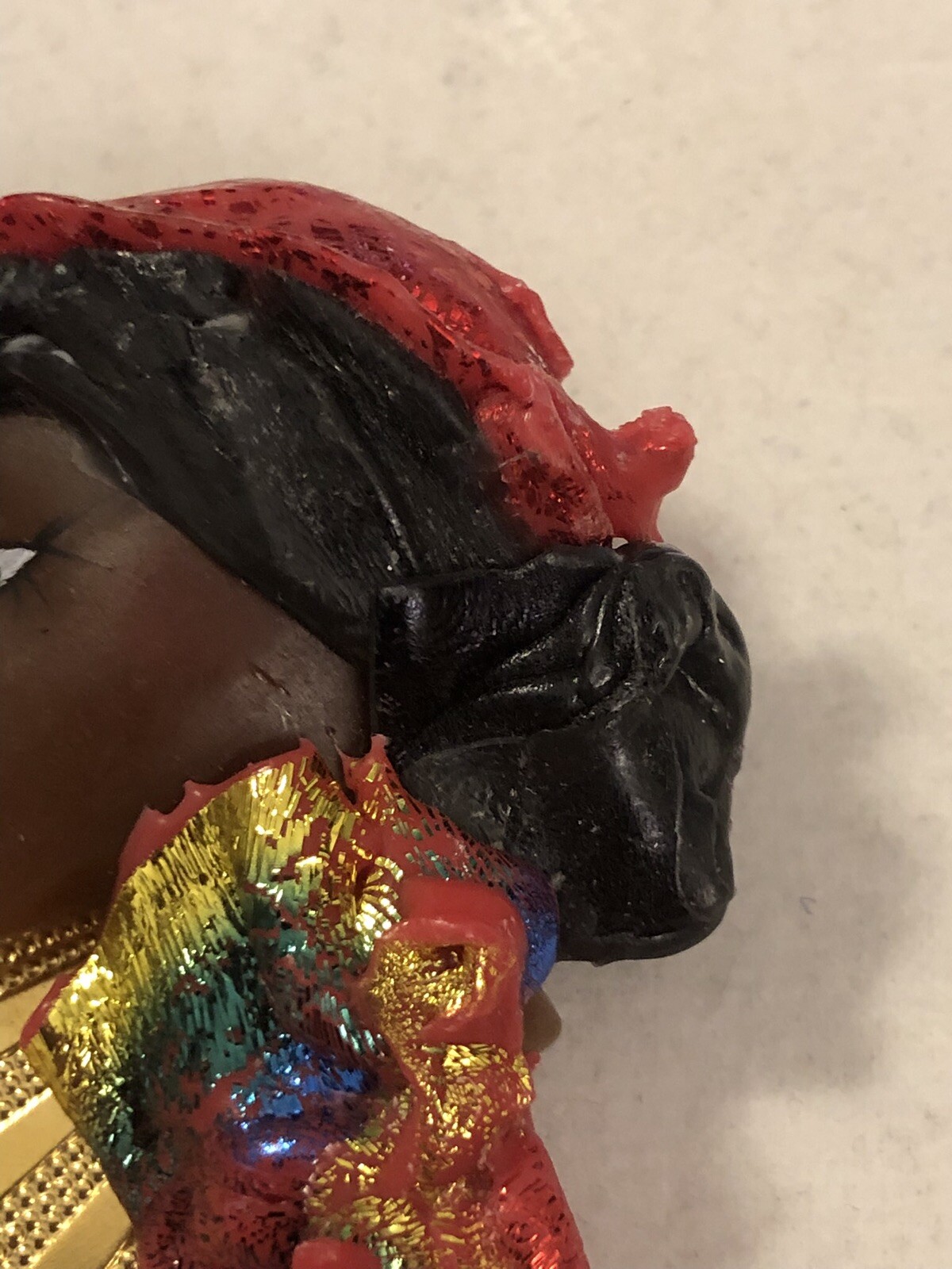Vintage F Jaretta Lady Head Face Brooch Pin Oil Slick Woman Of Color African