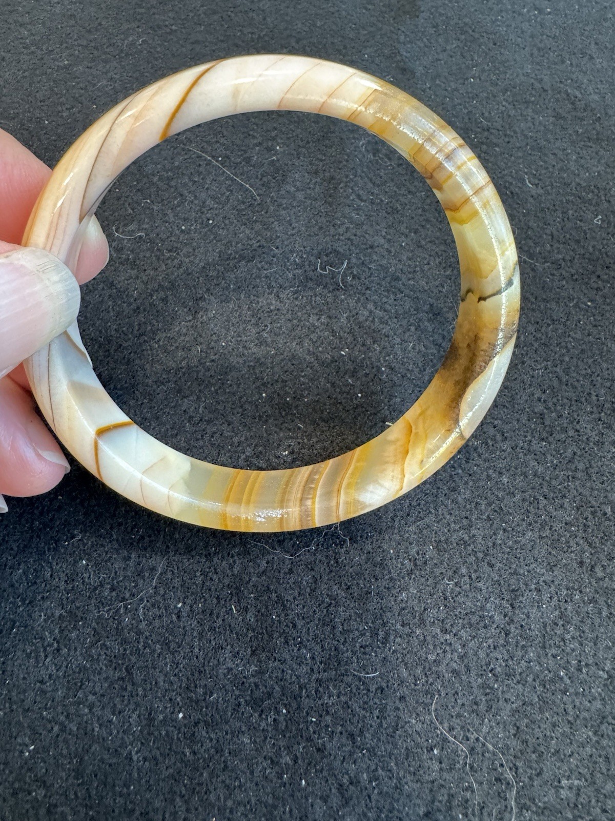 Vintage Vintage Natural Agate Banded Bangle Bracelet